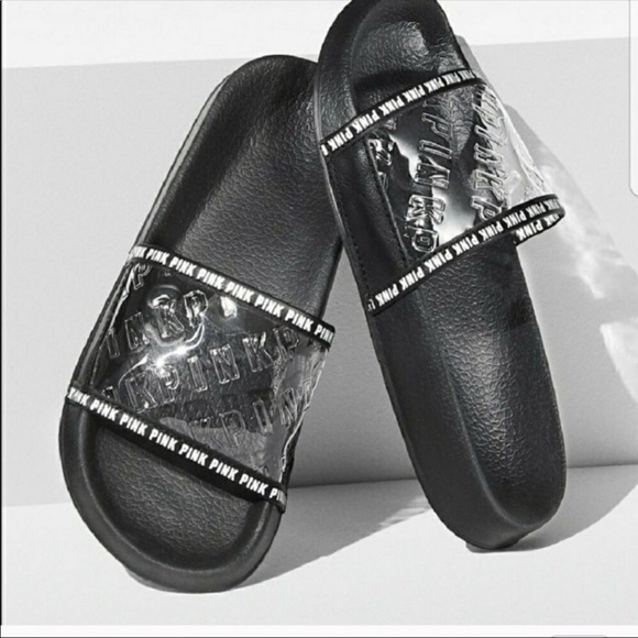 PINK Victoria's Secret Shoes - 🆕PINK Victoria’s Secret Clear Logo Slide Sandals